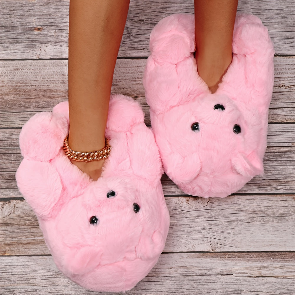 Women's Teddy Bear Novelty Slippers Soft Sole Slip On Flat Shoes