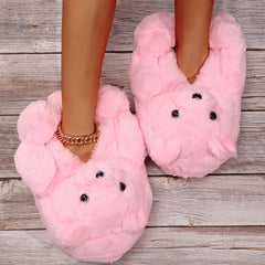 Women's Teddy Bear Novelty Slippers Soft Sole Slip On Flat Shoes