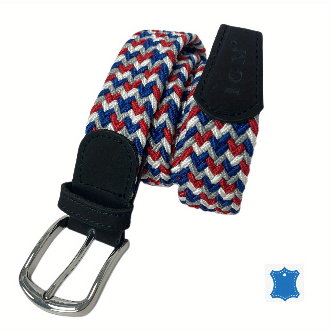 Elastic Sky Square Plaited Belt Men's Canvas Woven Belt