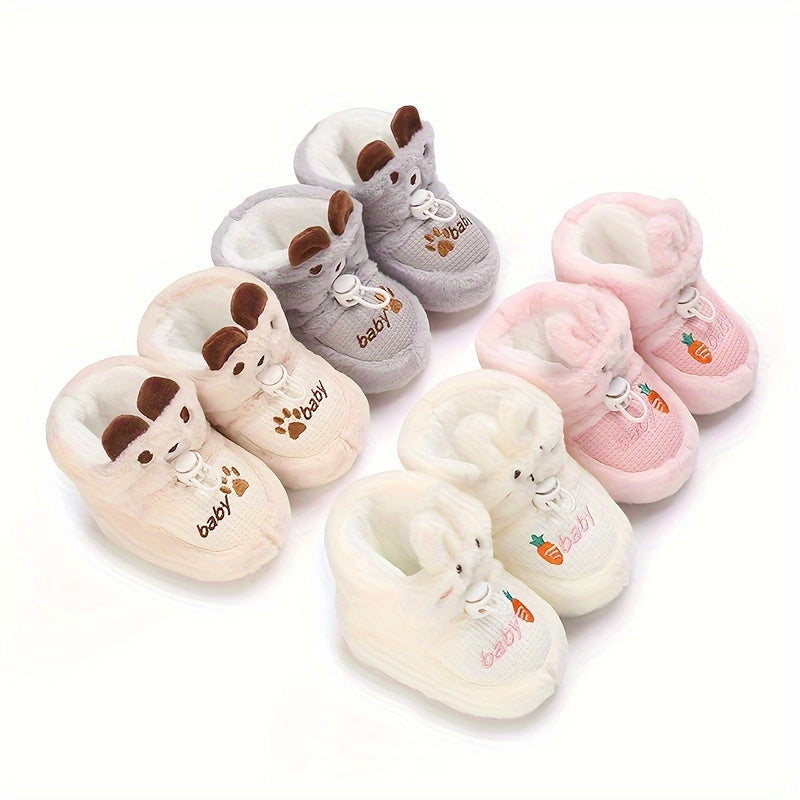 Baby Girls Soft Winter Boots - Cozy Fleece Lined Indoor Shoes