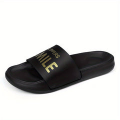 Men's Letter Print Non Slip Slides Lightweight Open Toe Quick Dry Slippers