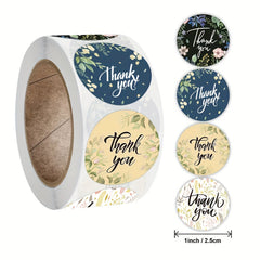 500 Thank You Flower Pattern Stickers Roll