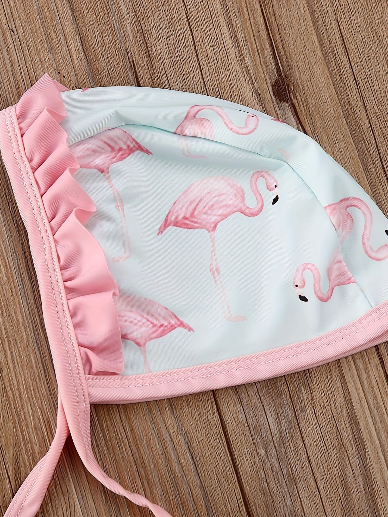 2pcs Toddler Baby Girl Flamingo Swimsuit Ruffle Bathing Suits & Hats