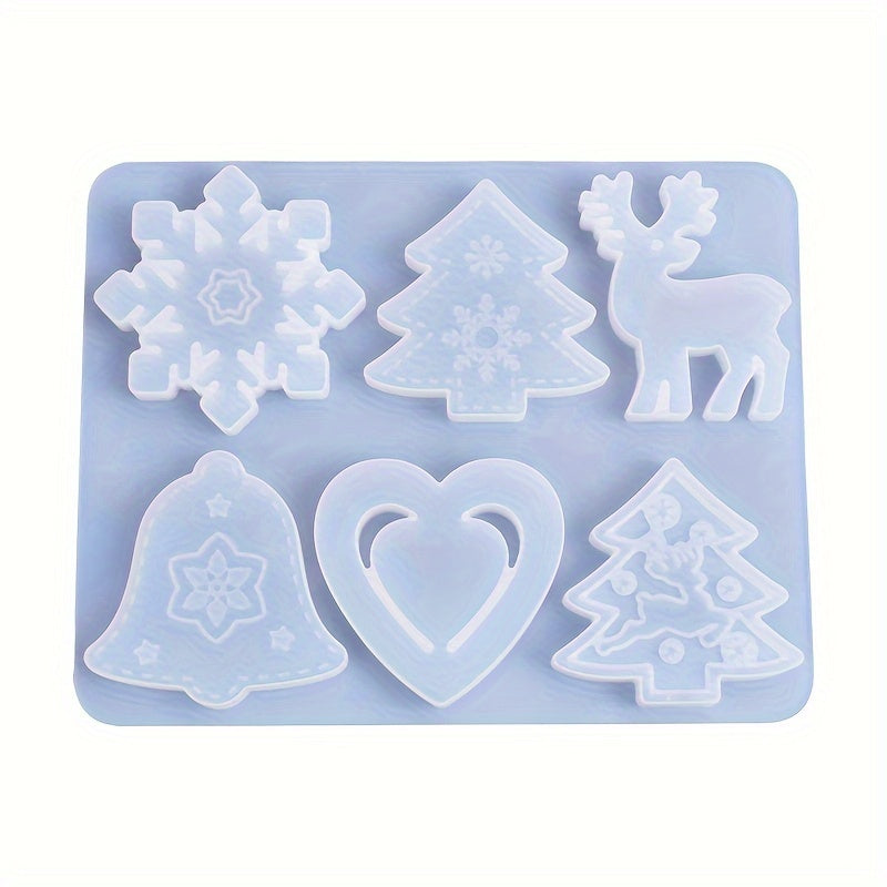 Christmas Pendant Silicone Mold Set Snowflake Elk Reindeer Keychain DIY
