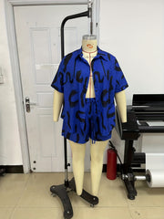 Word Print Button Top & Shorts Set