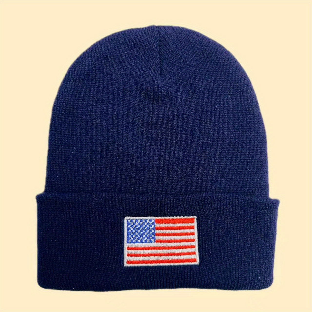 American Flag Embroidered Knitted Hat for Men and Women