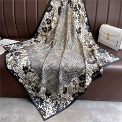 Floral Print Square Scarf Solid Plain Casual Shawl Women Head Wrap Bandana