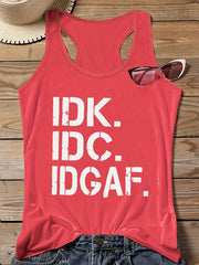 Slogan Print Round Neck Vest Top