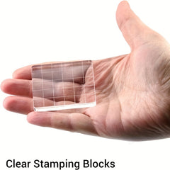 6pcs Acrylic Stamping Block Set Grid Lines DIY Scrapbook Card Making