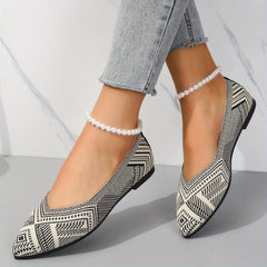 Women's Knit Pointed Toe Flats Soft Sole Slip On Walking Shoes