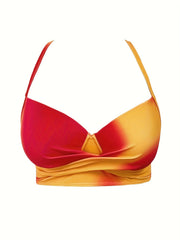 Plus Tie Dye Twist Front V Neck High Stretch Bra