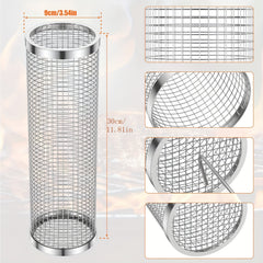 Portable Rolling BBQ Basket for Veggies Fries Seafood Meat