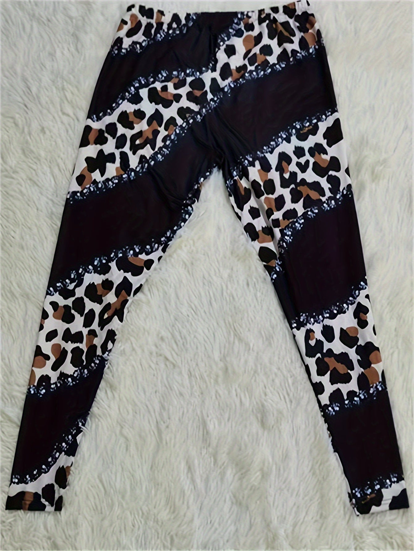 Contrast Leopard Print Stretch Leggings
