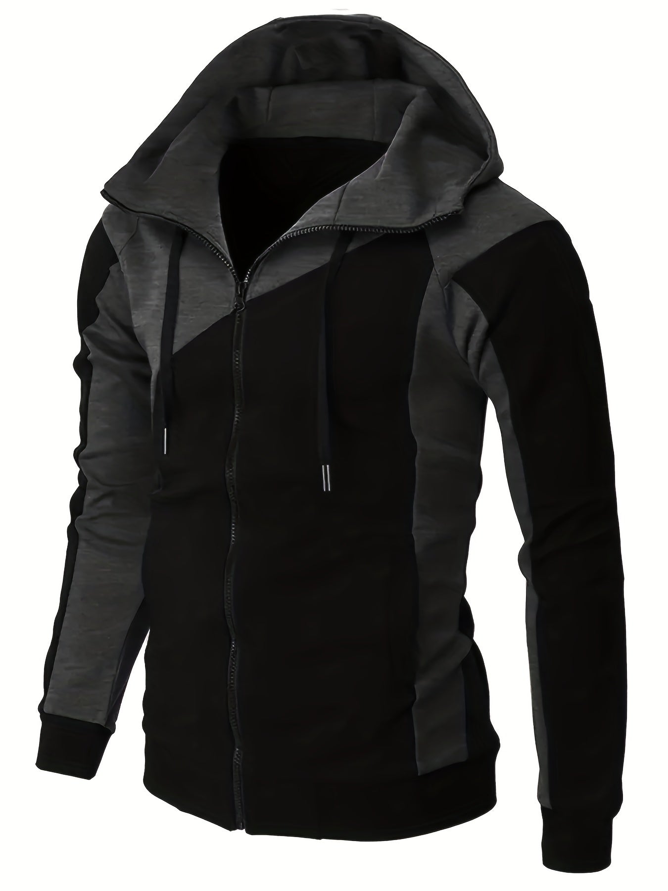 Men's Casual Block Zip Up Jacket With Hood