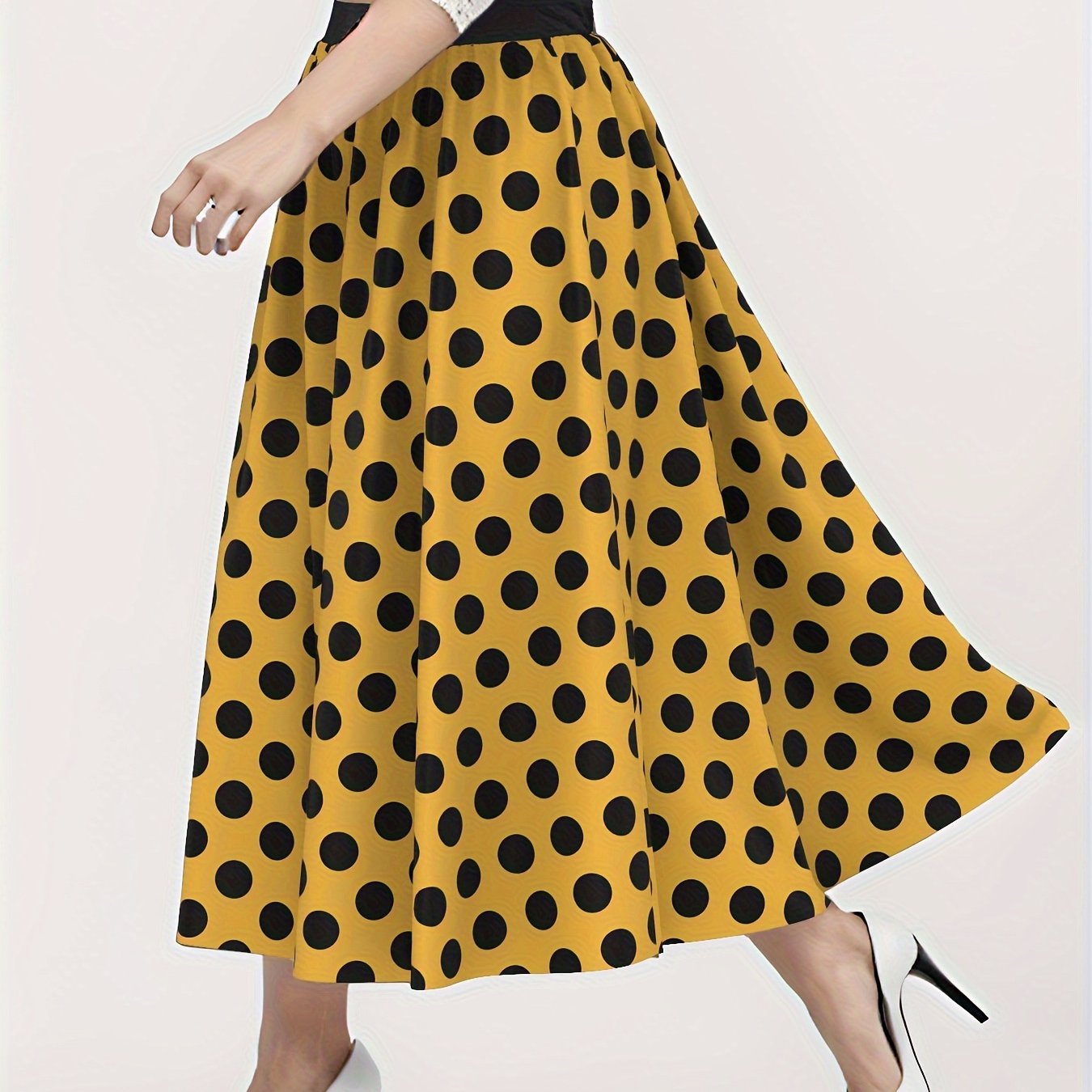Dot Print A-line Maxi Skirt
