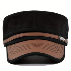PU Leather Baseball Cap Army Flat Cap Dad Hat Unisex Adjustable
