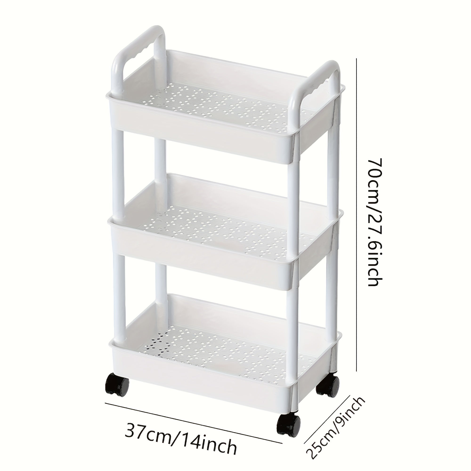 3-Layer Movable Storage Cart with Handle and Lockable Casters