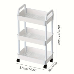 3-Layer Movable Storage Cart with Handle and Lockable Casters