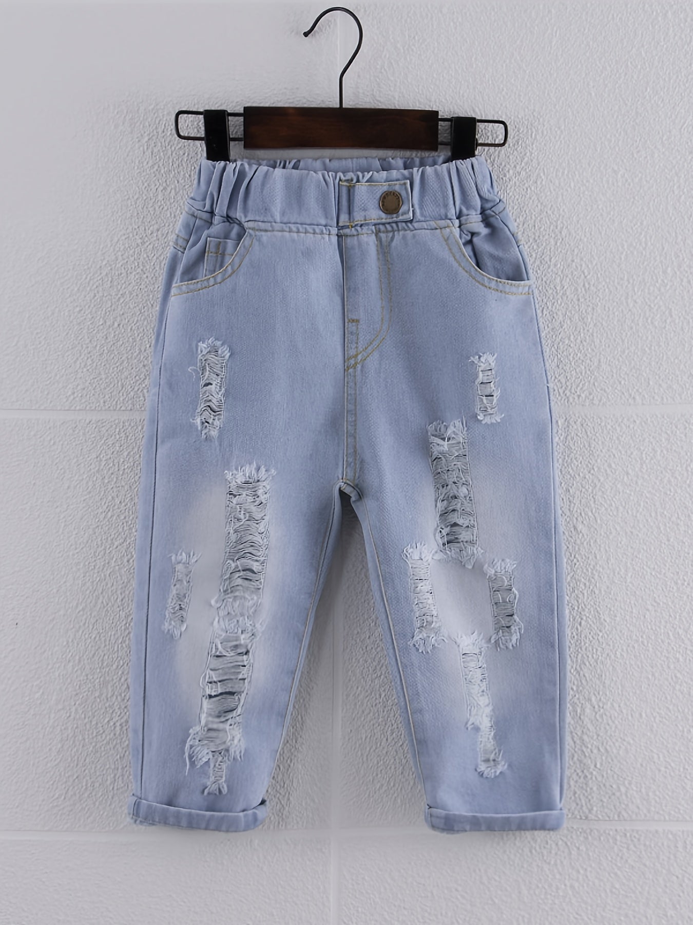 Boys Ripped Denim Long Pants Spring Autumn Outdoor