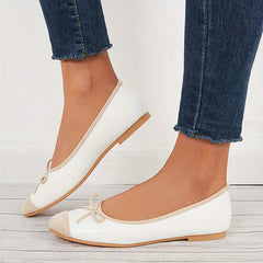 Bowknot Ballet Flats Cap Toe Soft Sole Slip On Shoes for Women
