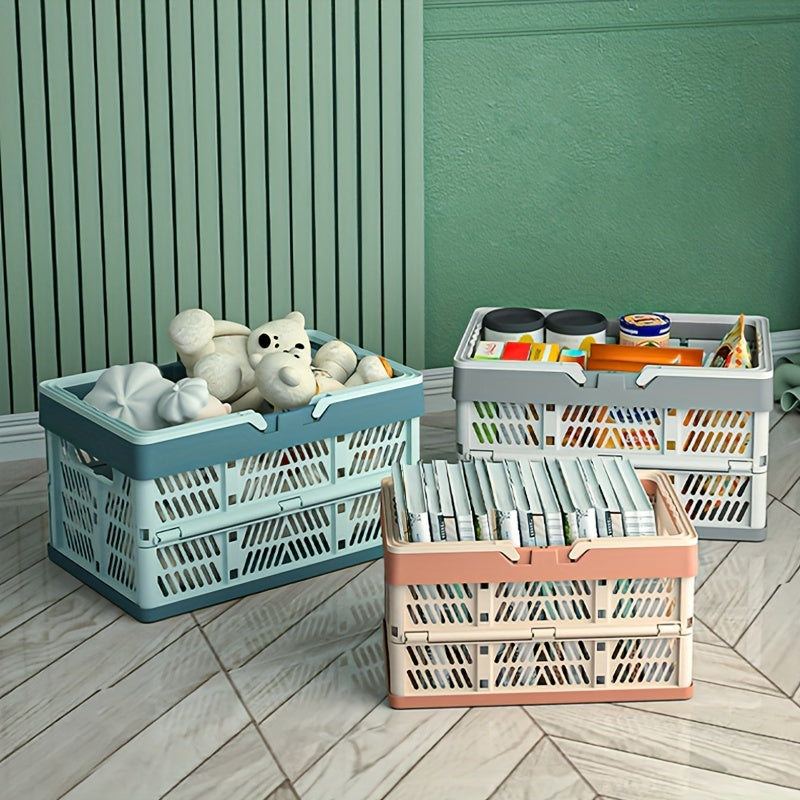 Large Foldable Plastic Storage Box - Ideal for Home Office and Outdoor Use