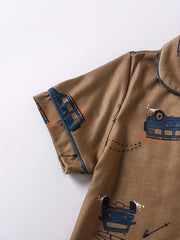 Boys 2pcs Car Print Lounge Wear Set