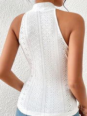 Ribbed Cross Halter Neck Tank Top Casual Sleeveless Top Women's Clothing