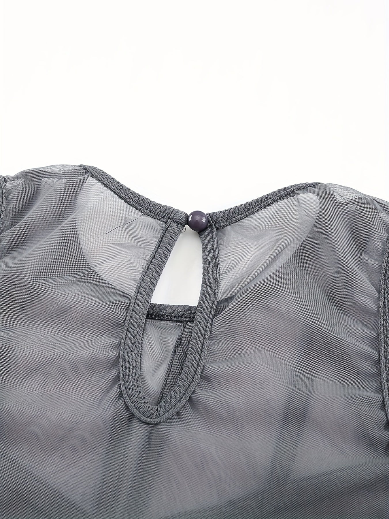 Contrast Mesh Tank Top Round Neck Stretch Crinkle Tank
