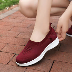 Women's Mesh Slip-On Casual Shoes Lightweight Hollow Low Top Sneakers