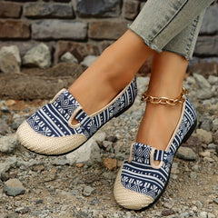 Women's Geometric Pattern Slip On Flat Shoes Lightweight Walking Shoes