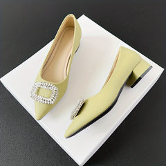 Women's Rhinestone Slip On Point Toe Heel Shoes