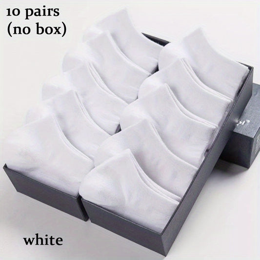 10 Pairs Unisex Solid No Show Socks Breathable Casual Style