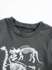 2pcs Dinosaur Print T shirt & Shorts Set For Boys Teen Summer
