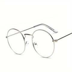 Men's Round Metal Flat Mirror Sunglasses