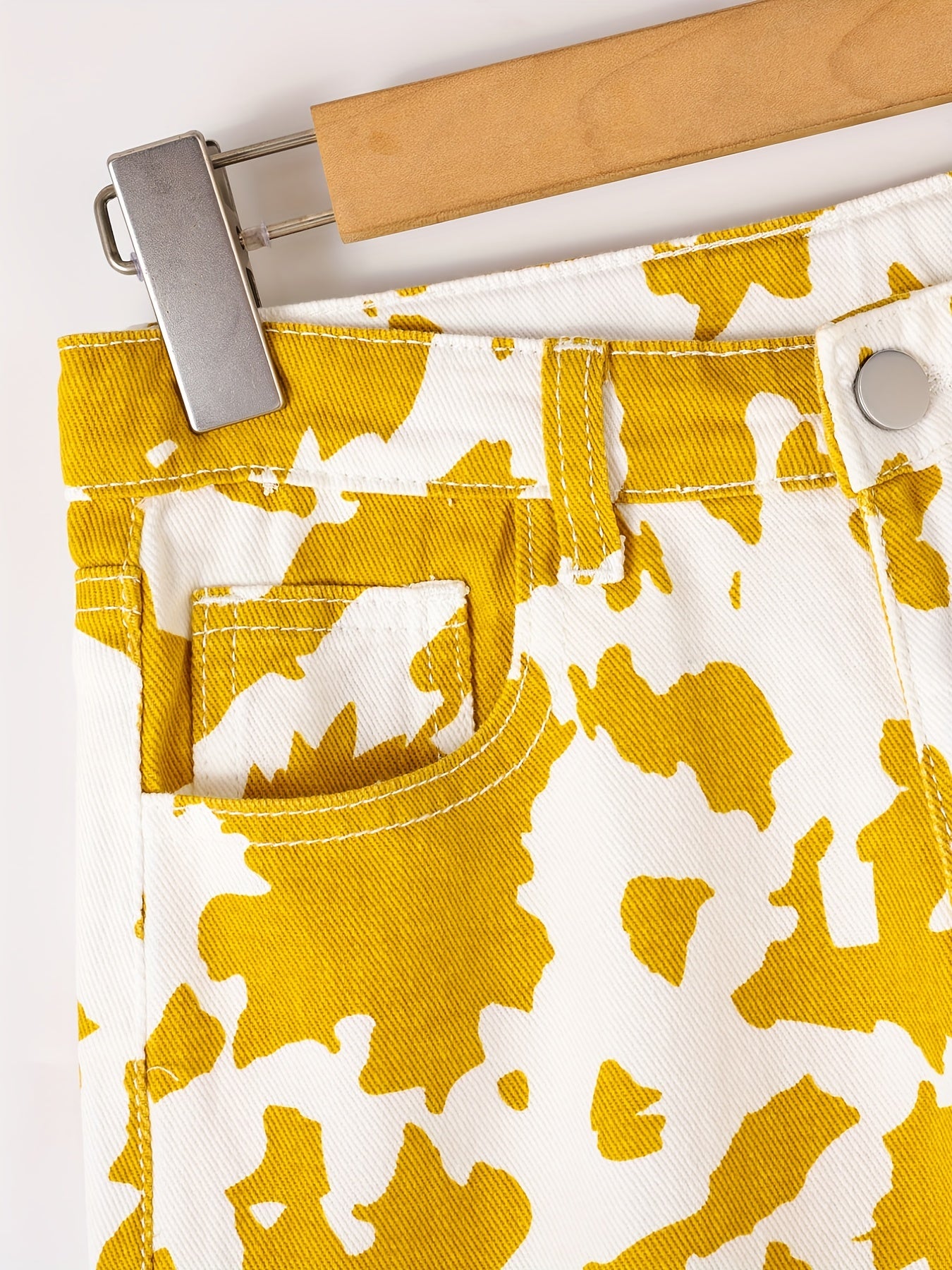 Girls' Cow Print Wide Leg Jeans For Kids
