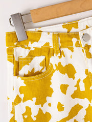Girls' Cow Print Wide Leg Jeans For Kids