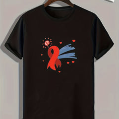 Ribbon Pattern Print Men's Comfy Sports T shirt