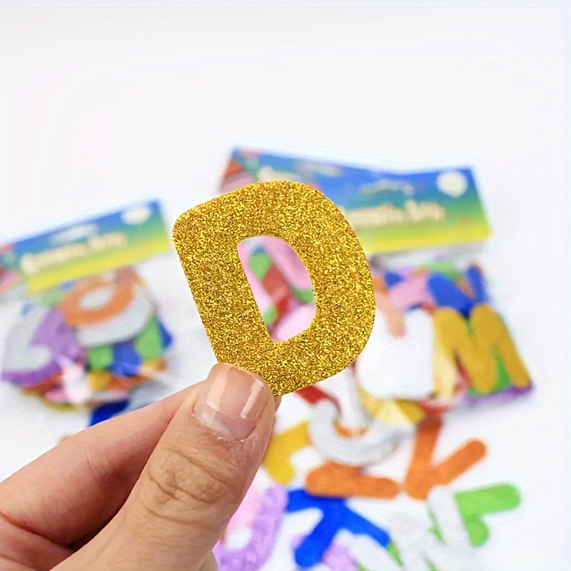 Colorful Glitter A Letter Stickers Foam Self-adhesive Patches English Stickers