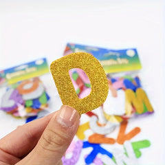 Colorful Glitter A Letter Stickers Foam Self-adhesive Patches English Stickers