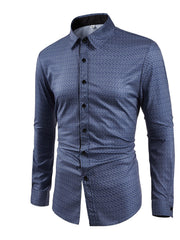 Men s Dot Printed Shirt Regular Fit Long Sleeves Turn Down Collar