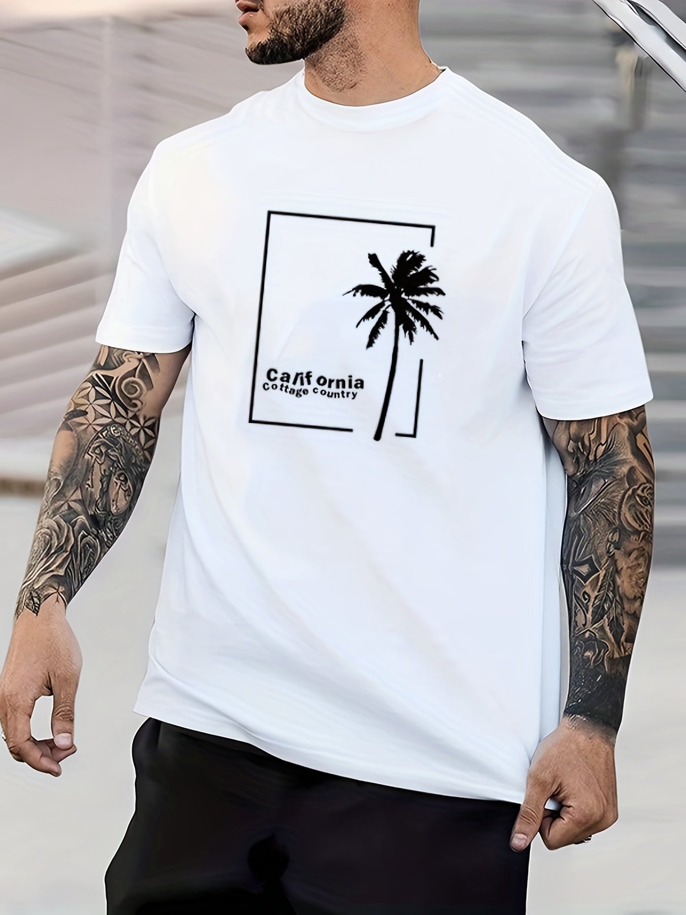 Skeleton Hand Print Men's Graphic Crew Neck T shirt