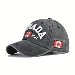 Canada Embroidery Baseball Cap Vintage Maple Leaf Flag Distressed Dad Hat