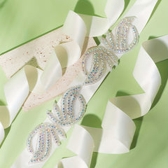 Glitter Rhinestone Ribbon Belt for Wedding