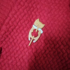 Wooden Animal Sleeping Kitten Brooch For Girls