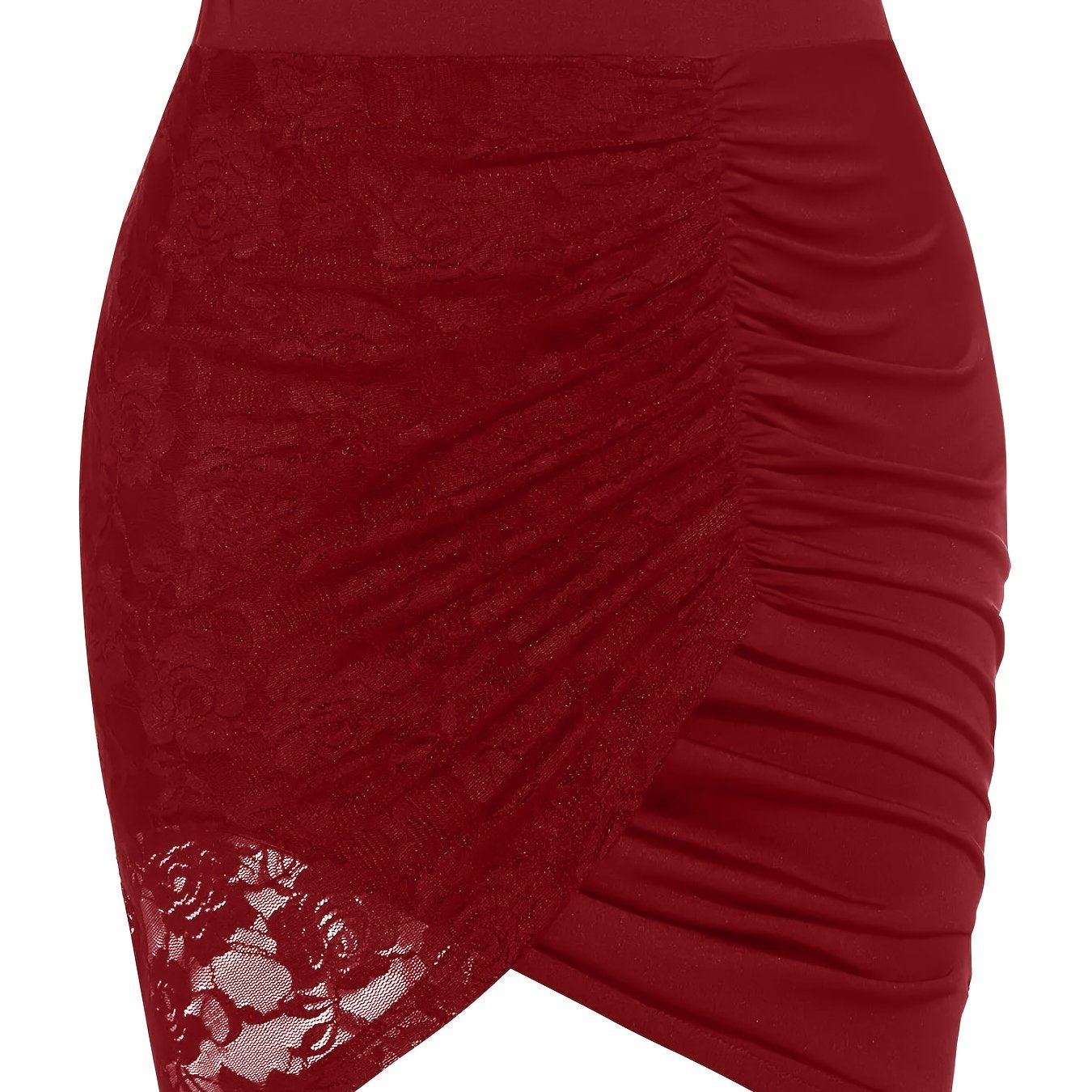 Floral Lace Bodycon Skirt Ruched Bag Hip Women's Clothing