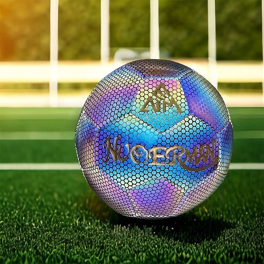 PU Reflective 5 Soccer Ball Indoor And Outdoor Turf Training Match