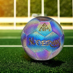 PU Reflective 5 Soccer Ball Indoor And Outdoor Turf Training Match