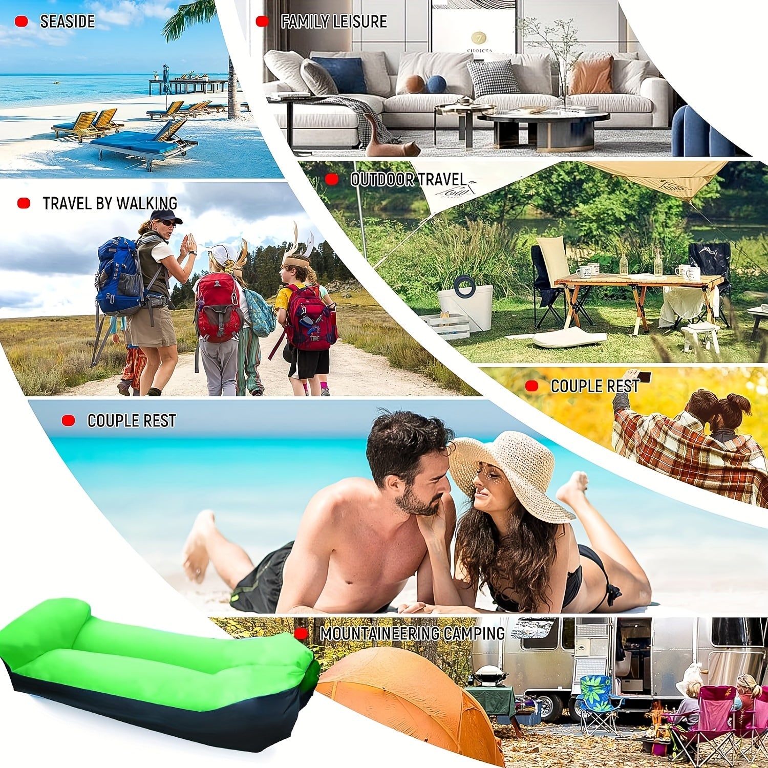 Portable Inflatable Sofa Air Mattress for Outdoor Beach Park