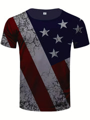 Men's American Flag Graphic T shirt 3D Print Crew Neck Tee Top For Summer