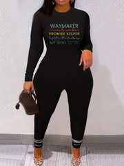 Letter Print Tee & Leggings 2pcs Set